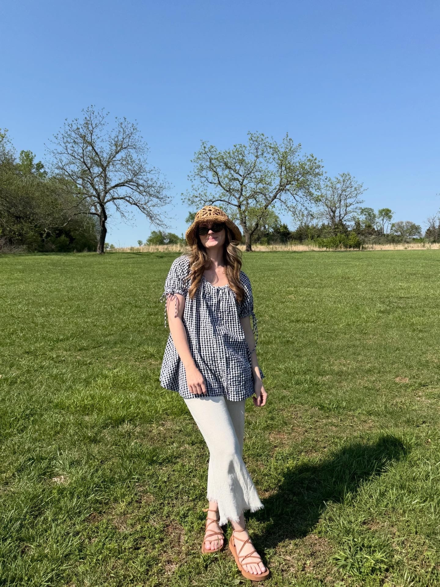 wearing an xs in tunic, linen pants are old linked similar and sandals tts! 

Spring outfit, mom outfit 

#LTKmomlife #LTKootd