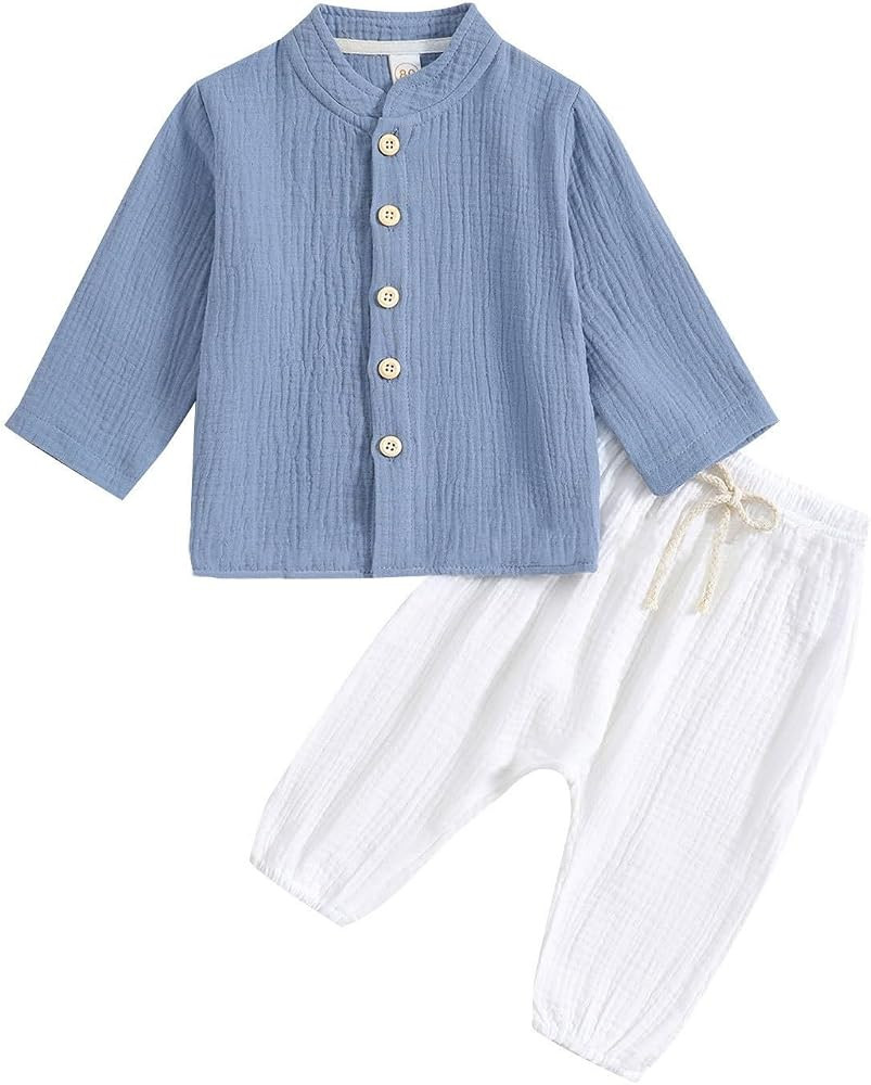Sommer Baumwolle Leinen Kleidung Set Baby Jungen Musselin Einfarbige Bekleidungssets M\u00e4dchen... | Amazon (DE)