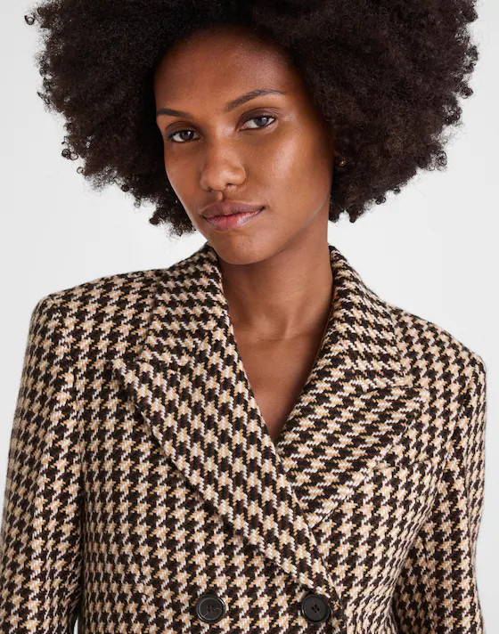 Double-Breasted Boxy Coat in Houndstooth | Madewell