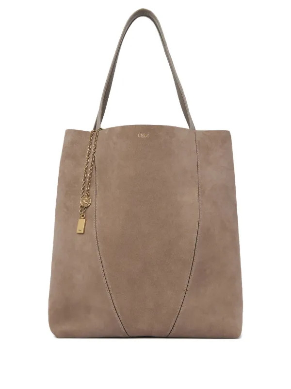 Chloé Large Spin chain-embellished Tote Bag | Brown | FARFETCH | Farfetch Global