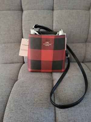 COACH MINI TOWN BUCKET BAG WITH BUFFALO PLAID PRINT RED & BLACK | eBay | eBay US