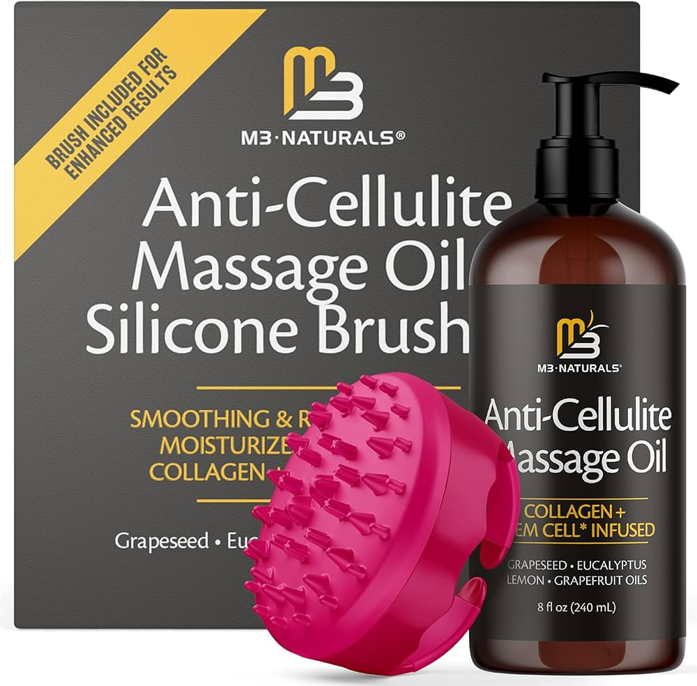 Anti Cellulite Massage Oil and Silicone Body Brush \u2013 Collagen and Stem Cell Skin Tightening ... | Amazon (US)