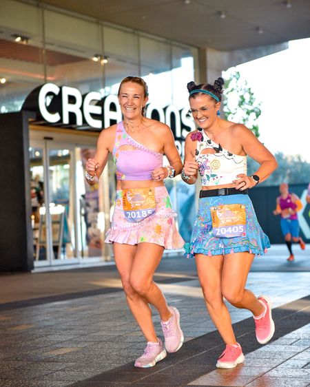 Mirabel and Isabella runDisney running costumes!

These costumes were a labor of love. We got solid, one shoulder sports bras and athletic skirts and decorated them using fabric puff paint!

These skirts run true to size. They are super cute but kind of thin. Also the pockets don’t hold much so prepare to bring a running belt. 

The sports bras are great for those less endowed. I would say they are medium support!

#LTKfitness