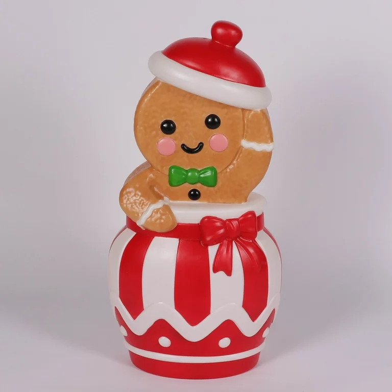 Lighted Blow Mold Gingerbread in Cookie Jar Outdoor Christmas Decoration, Multi-Color, 32", by Ho... | Walmart (US)