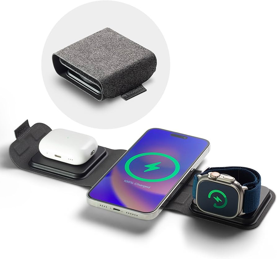 Mophie 3-in-1 Travel Charger with MagSafe - Portable Wireless Charging Hub, Compatible w/Apple De... | Amazon (US)