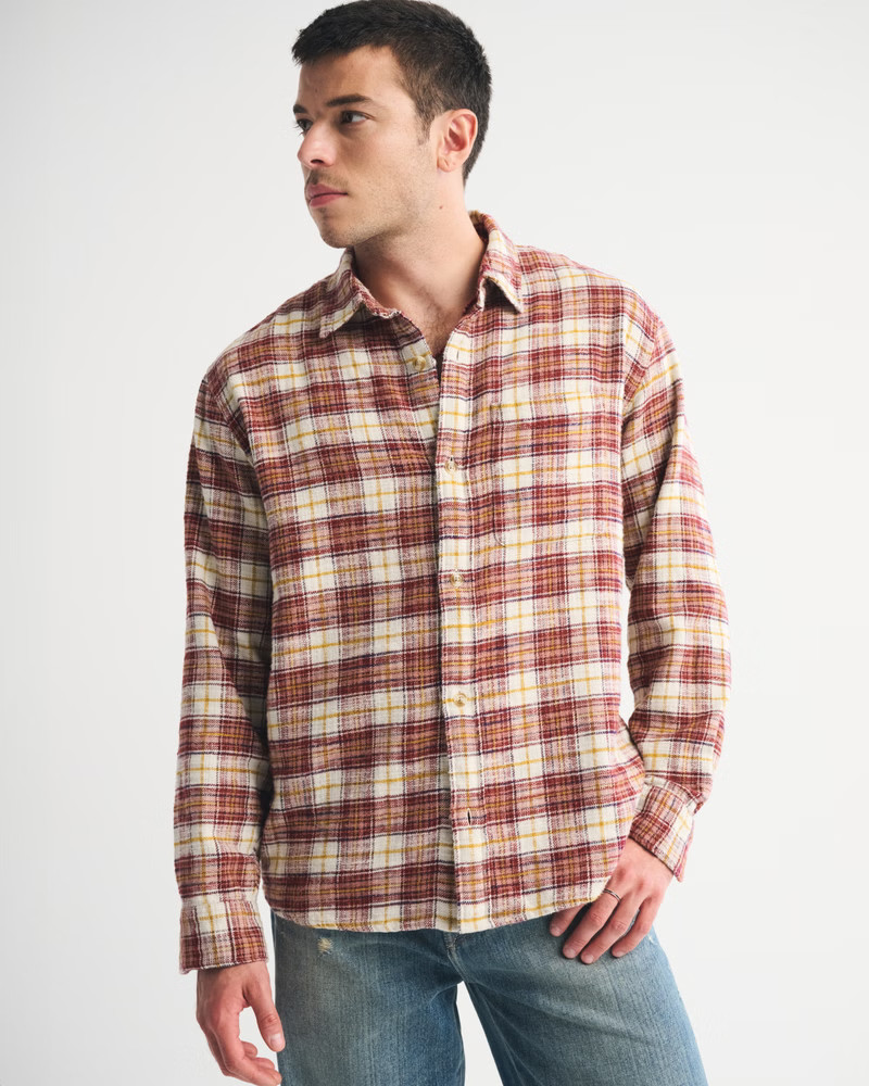 Plaid Button-Up Shirt | Abercrombie & Fitch (US)