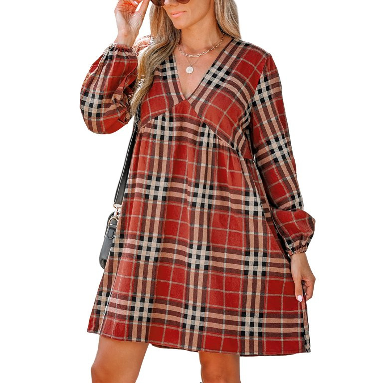 Cupshe Women's Dress Long Peasant Sleeves Mini Straight Silhouette Dress | Walmart (US)