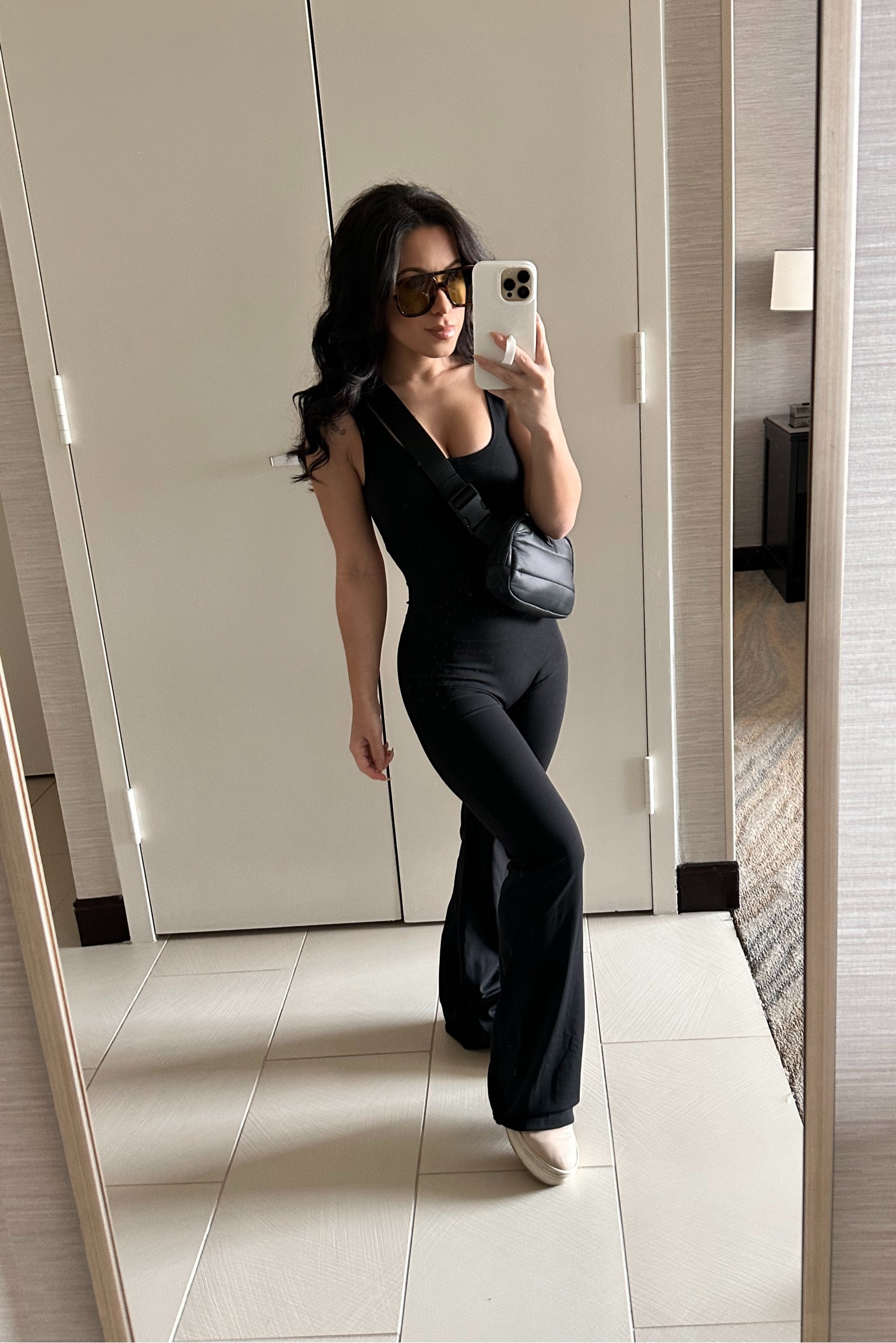 Petite friendly flare workout jumpsuit for today’s look. Wearing size xs 

#LTKfindsunder50 #LTKfitness #LTKSeasonal