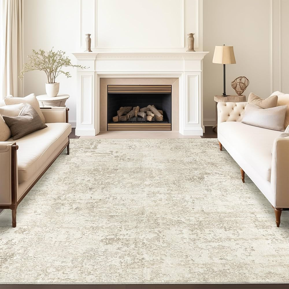 Art&Tuft Washable Rug, Anti-Slip Backing Abstract 8x10 Rug, Stain Resistant Rugs for Living Room, Foldable Machine Washable Area Rug (TPR53-Beige, 8'x10') | Amazon (US)
