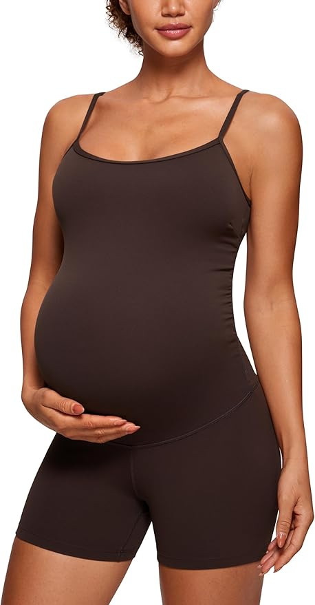 CRZ YOGA Butterluxe Maternity Workout Romper for Women Casual Spaghetti Strap Shorts Jumpsuit Pre... | Amazon (US)