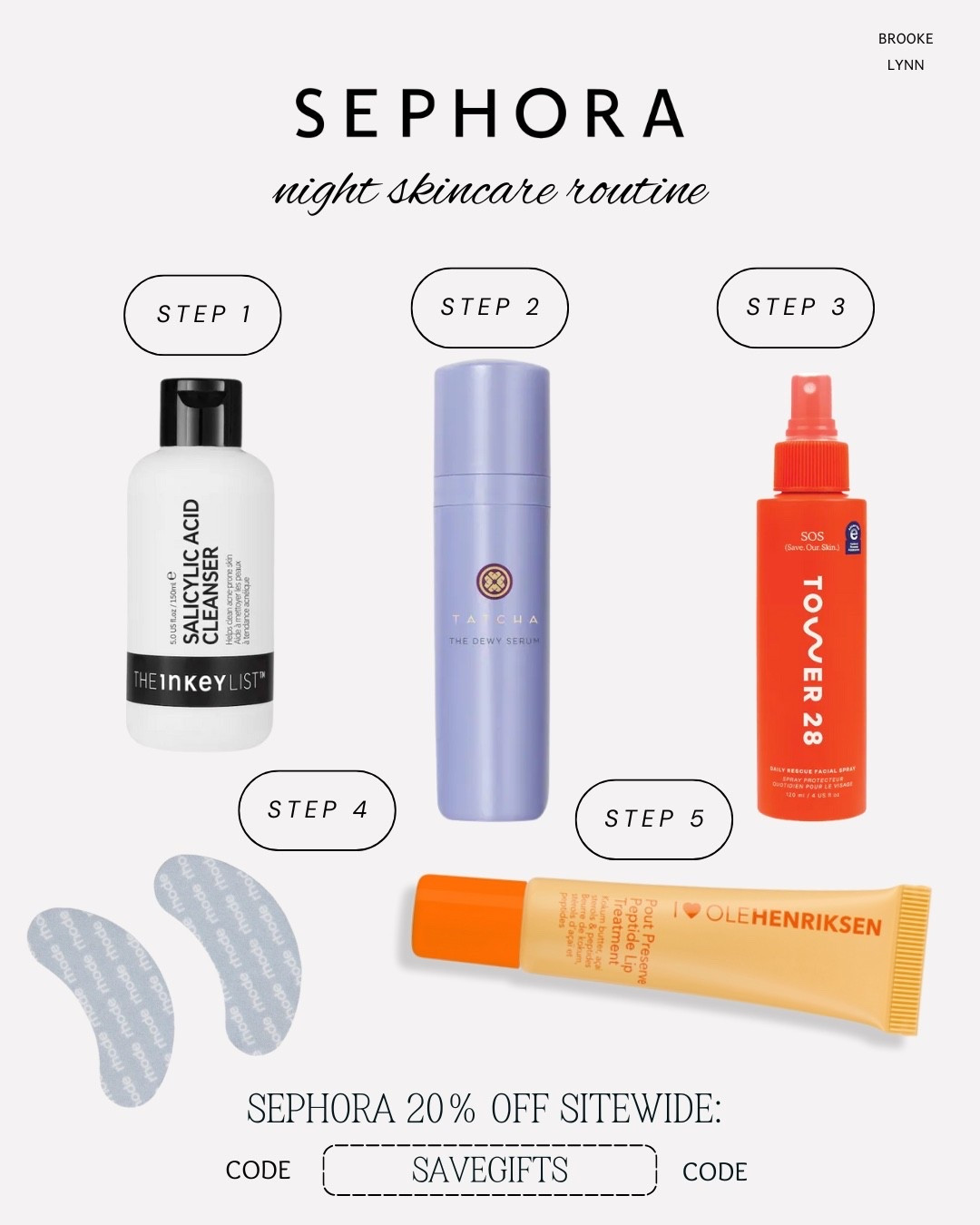 SEPHORA SALE!! shop my favorites on sale for 20% off with code SAVEGIFTS! This is my night skincare routine 🤍✨

#LTKselfcare #LTKBeauty #LTKSaleAlert