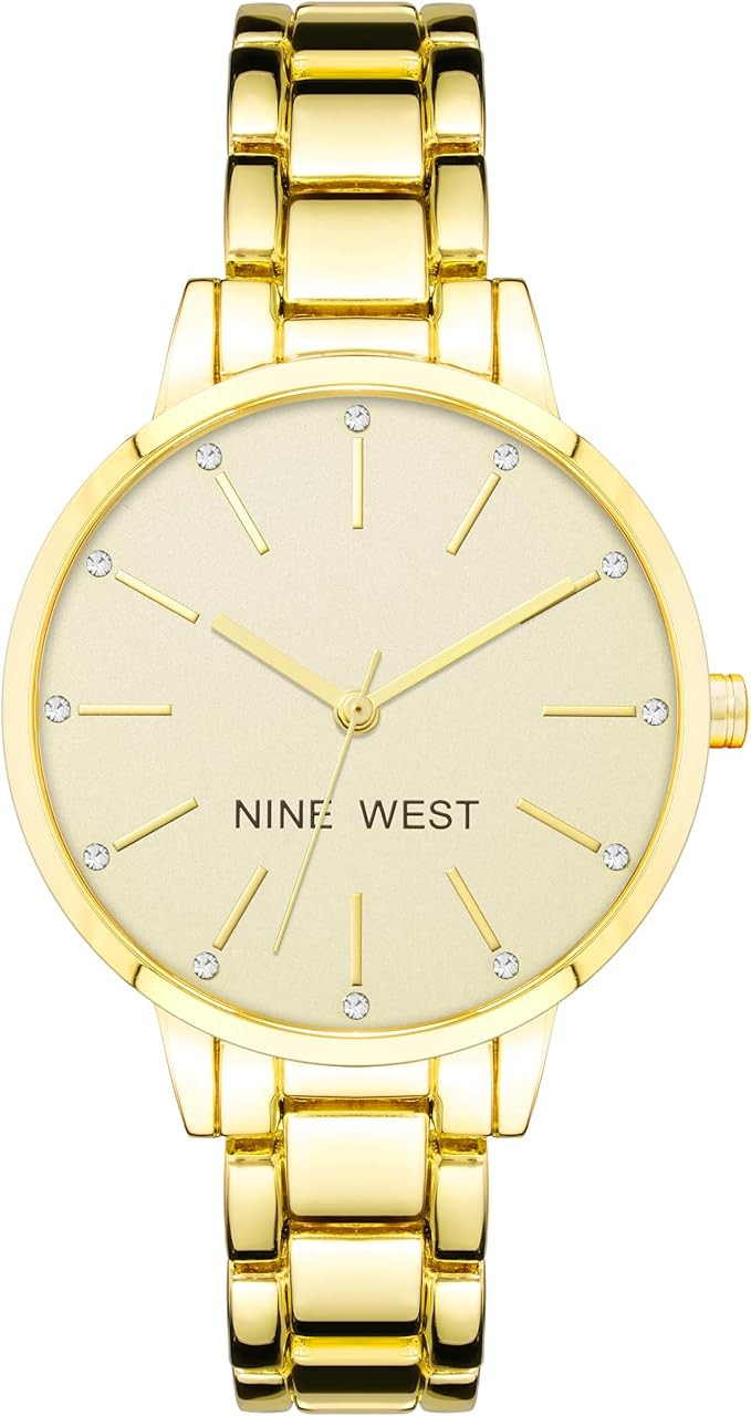 Nine West Women's Crystal Accented Bracelet Watch | Amazon (US)
