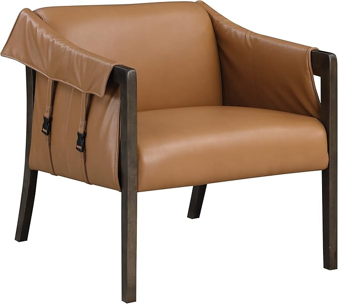 OSP Home Furnishings Parkfield Faux Leather Accent Chair with Sling Buckle Design and Solid Wood ... | Amazon (US)