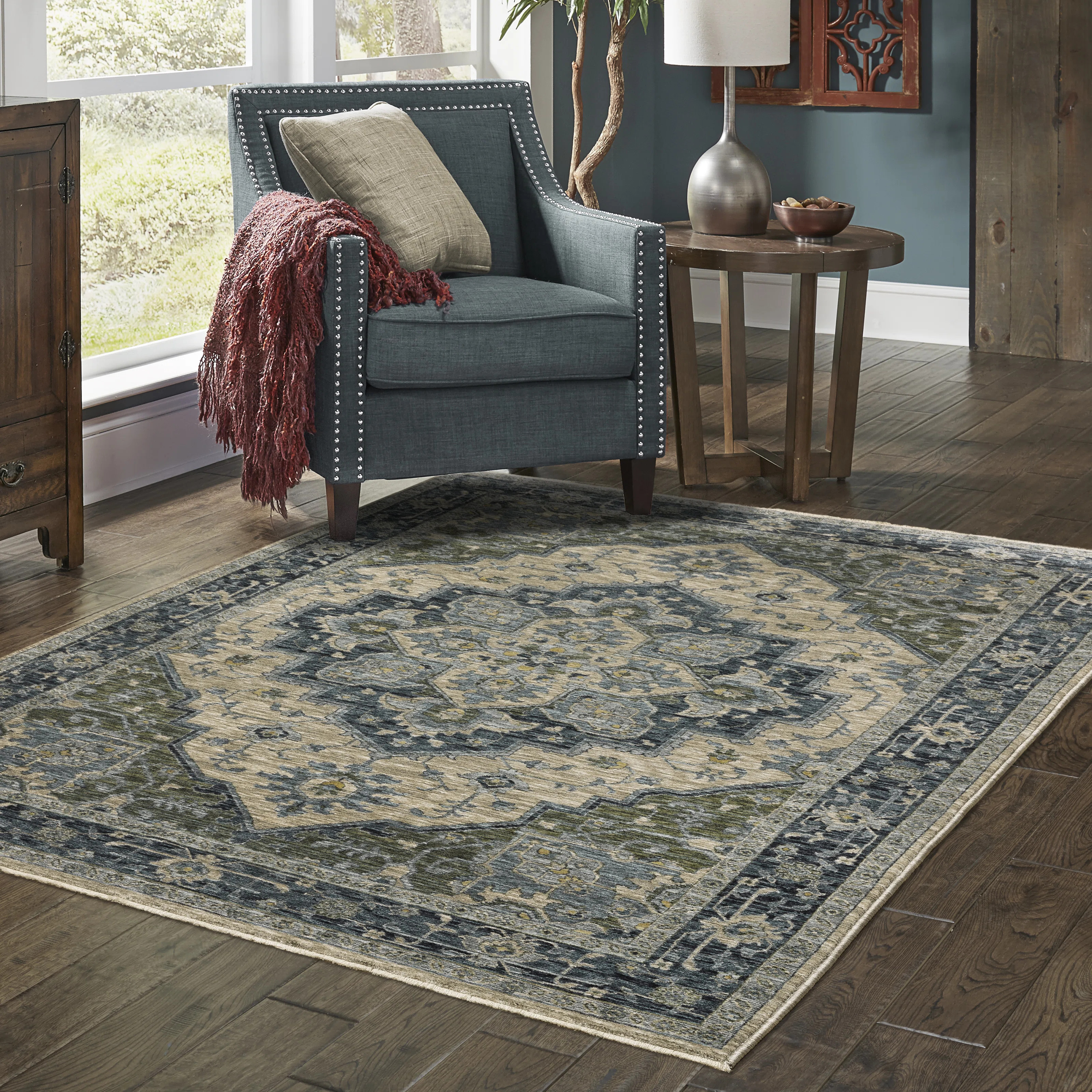 Hovis Oriental Blue/Green Area Rug | Wayfair North America
