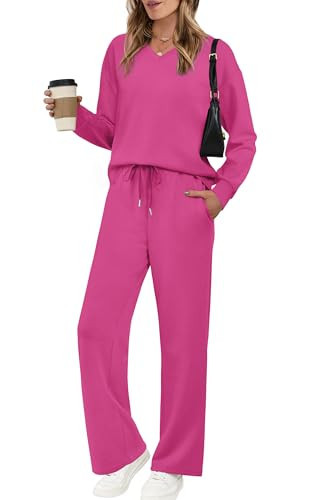 Lounge Sets for Women 2 Piece Outfits Casual Airport Travel Outfits Sweatsuits Tracksuit Set Fall Fashion 2025 Clothes Two Piece Comfy Matching Sets Women's Clothing Pink XS | Amazon (US)
