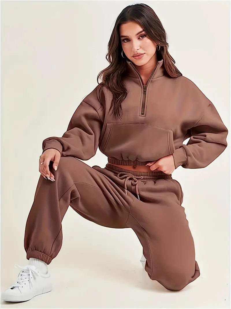 Winter Autumn Warm Sports Sets Half Zipper Long Sleeve - Temu | Temu Affiliate Program