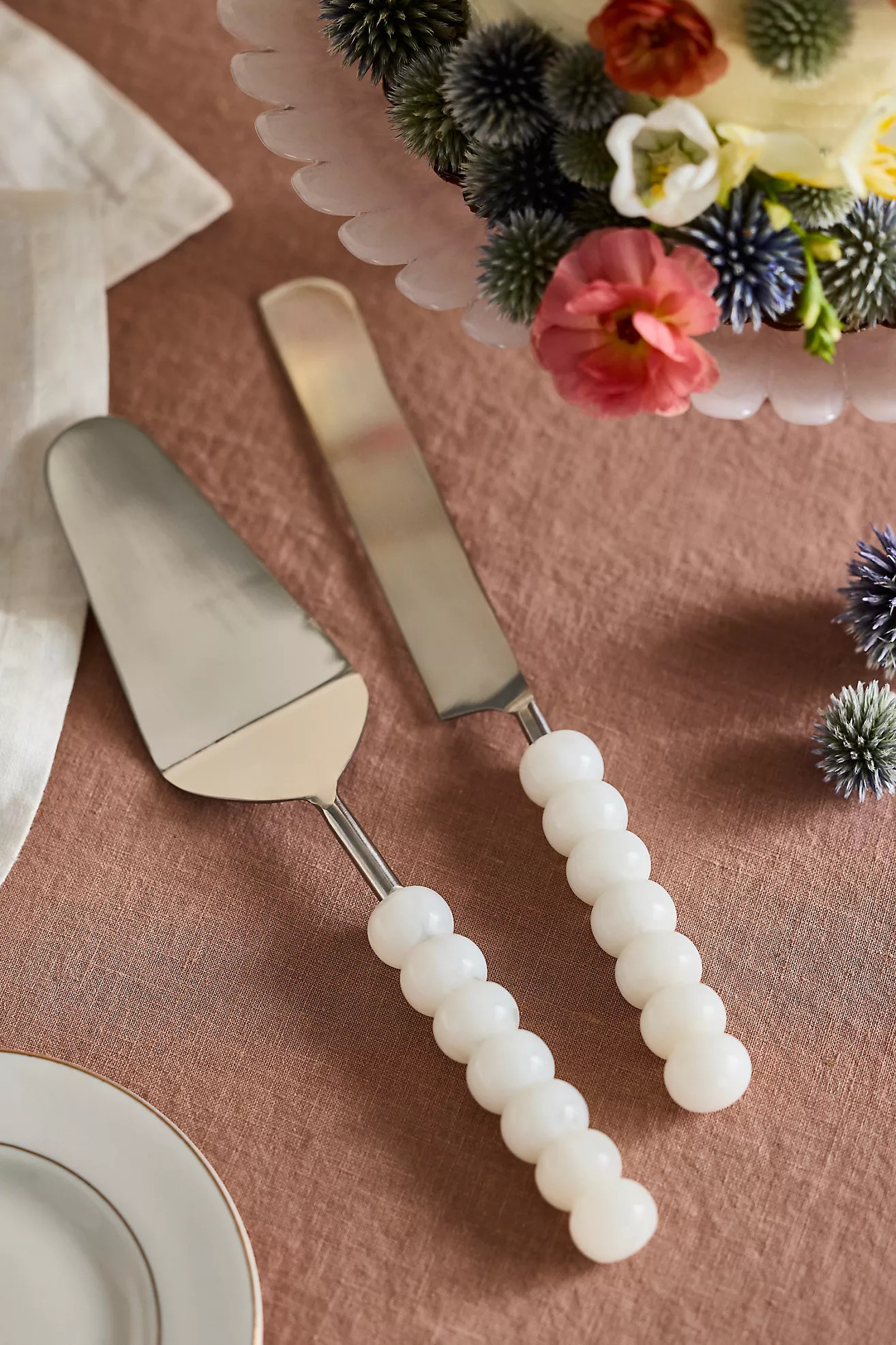 Alabaster Resin Cake Serving Set | Anthropologie (US)