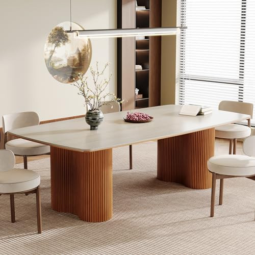 Tribesigns 78.7" Sintered Stone Dining Table for 8-10，Luxury Rectangular Kitchen Table with Solid Wood Legs, Mid-Century Dining Room Table for Living Room | Amazon (US)