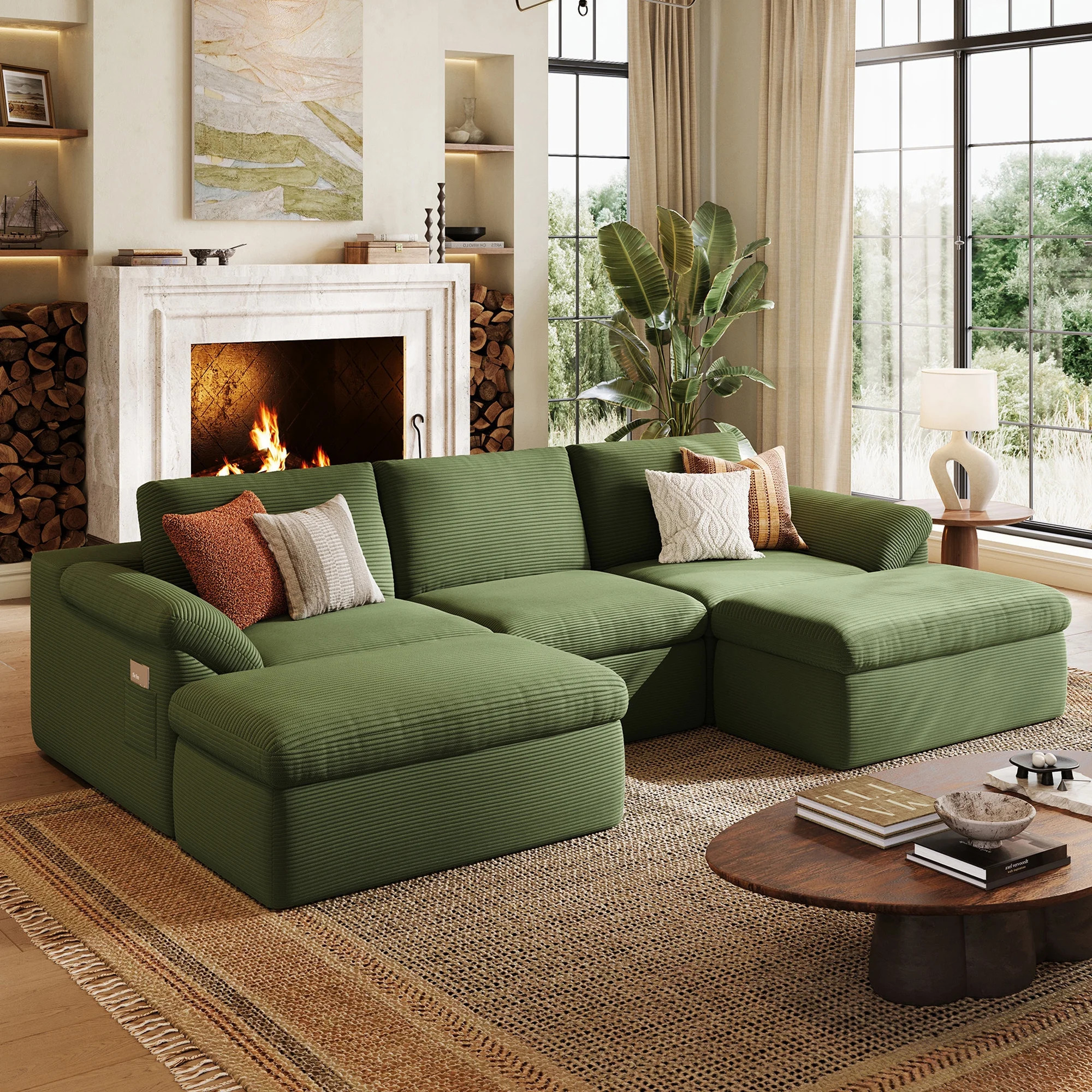 LINSY HOME Oversized 109" Boneless Sectional Couches for Living Room, U-Shaped Cloud Couch Sofa w... | Walmart (US)