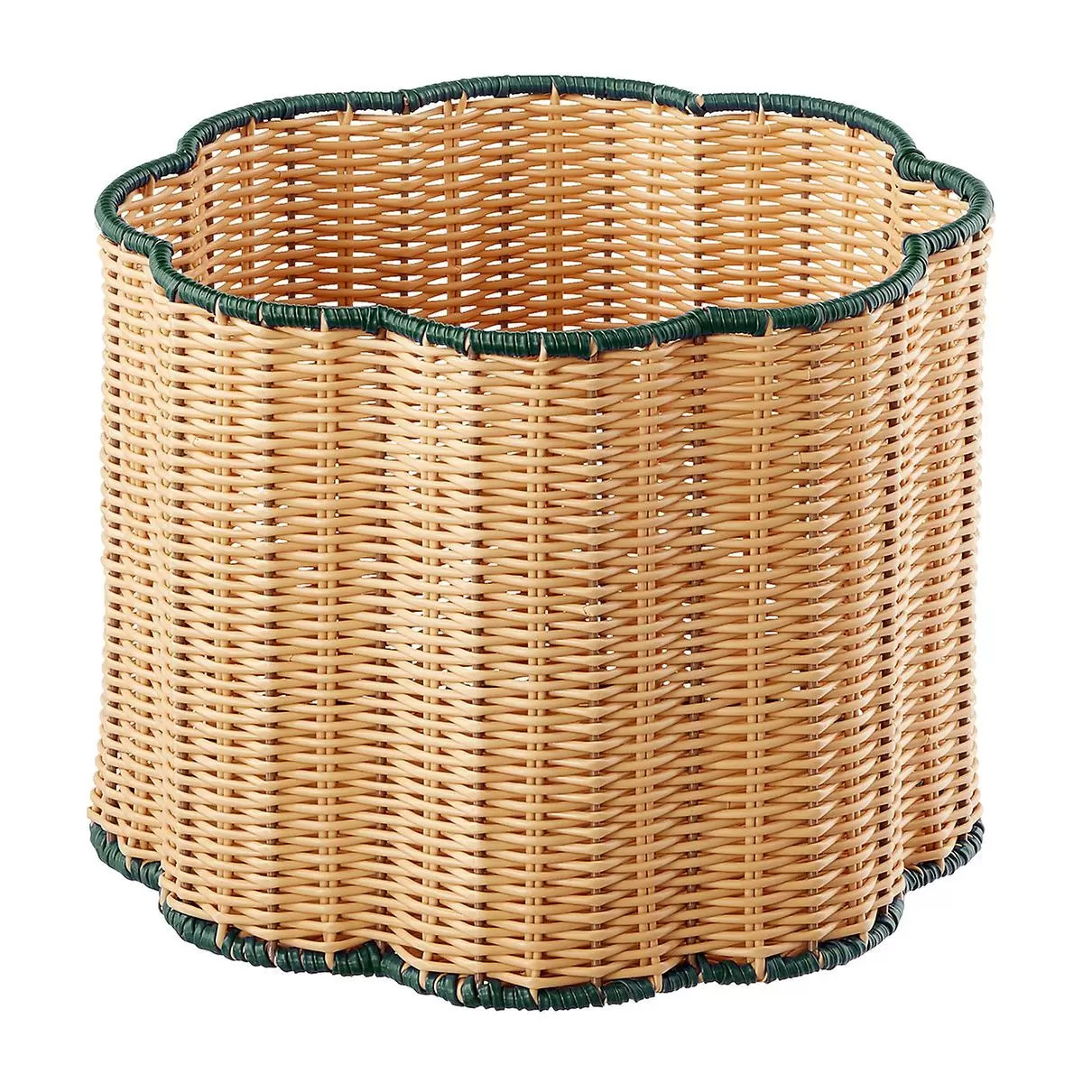 The Container Store Scalloped Edge Faux Rattan Bins | The Container Store