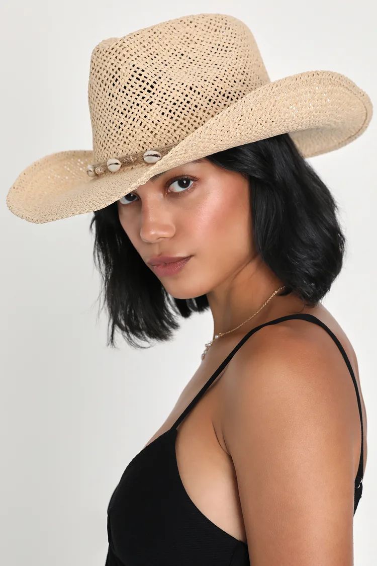 Giddy Up Energy Natural Straw Seashell Cowboy Hat | Lulus (US)