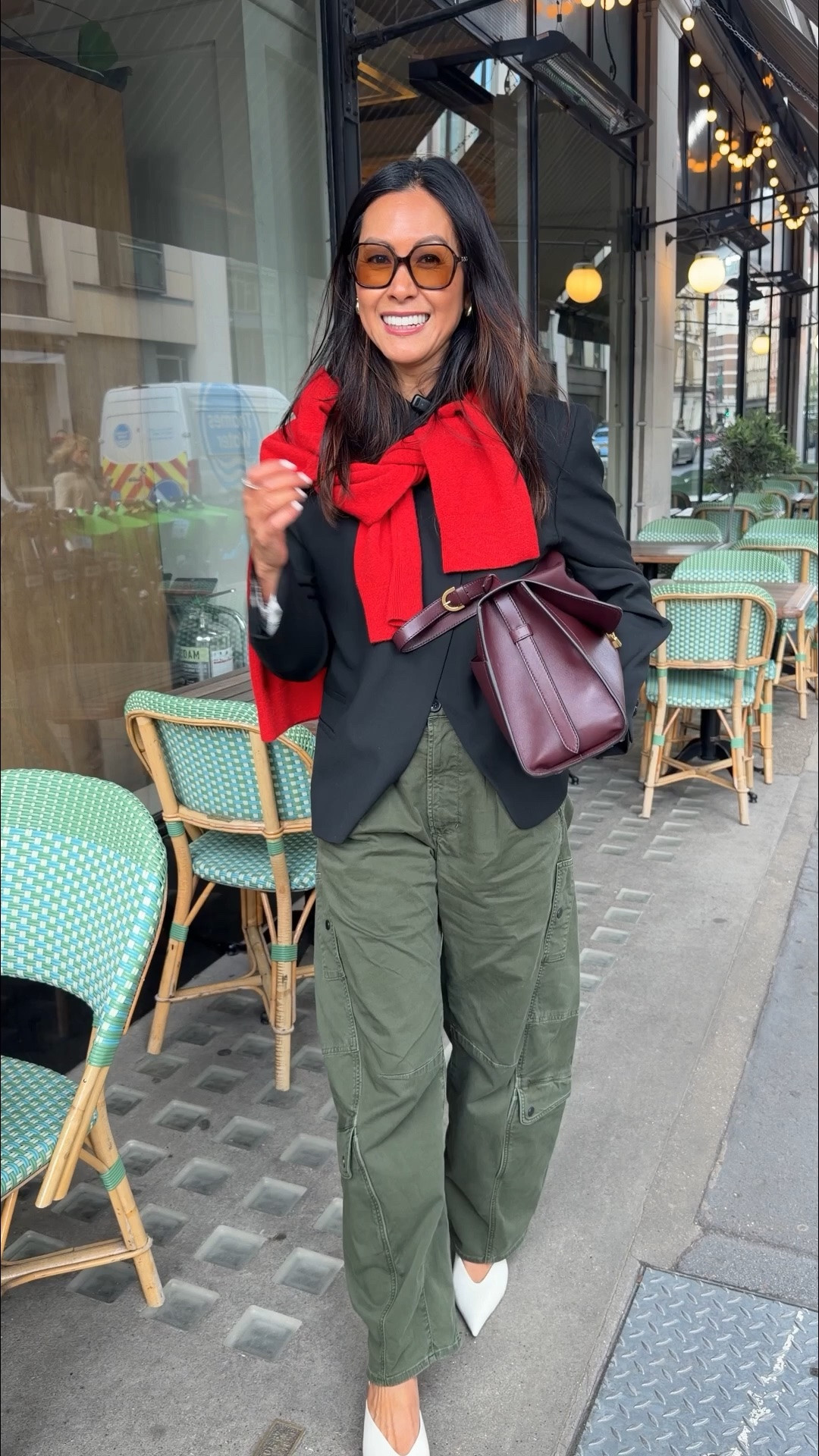 Outfit of the day for a work meeting.
I’m obsessed with the fit of these cargos. Wearing size 25. Hm knit is old but jacket is current. Wearing size small. Shoes is super comfy and bag is current fav!

#LTKuk #LTKspring #LTKsummer