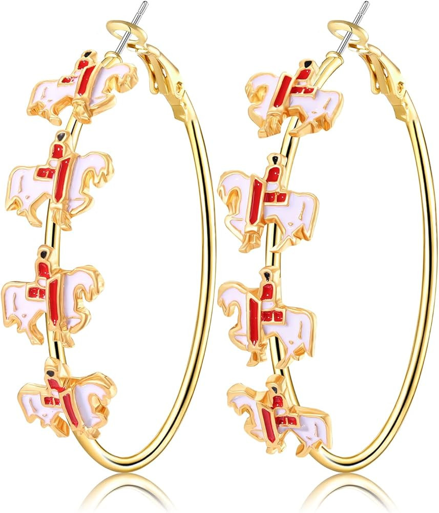 Kentucky Derby Earrings for Women Race Horse Riding Suit Horseshoe Hoop Earrings Kentucky Derby O... | Amazon (US)