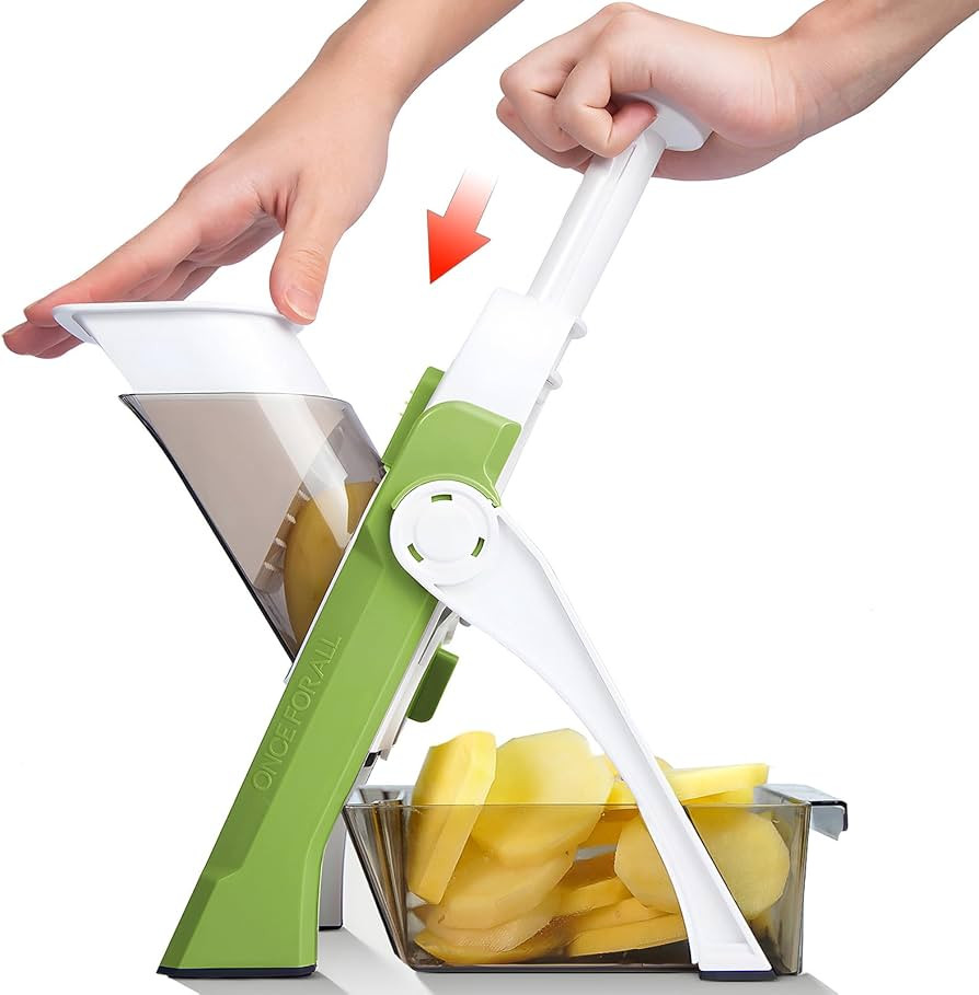 ONCE FOR ALL Safe Mandoline Slicer, Multi Vegetable Chopper, Potato Slicer for Kitchen, 4 Modes 1... | Amazon (US)
