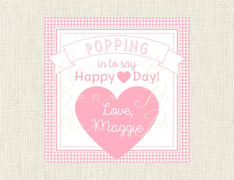 Valentine Tags or Stickers, Popping, Class / Set of 25 / Watercolor - Etsy | Etsy (US)