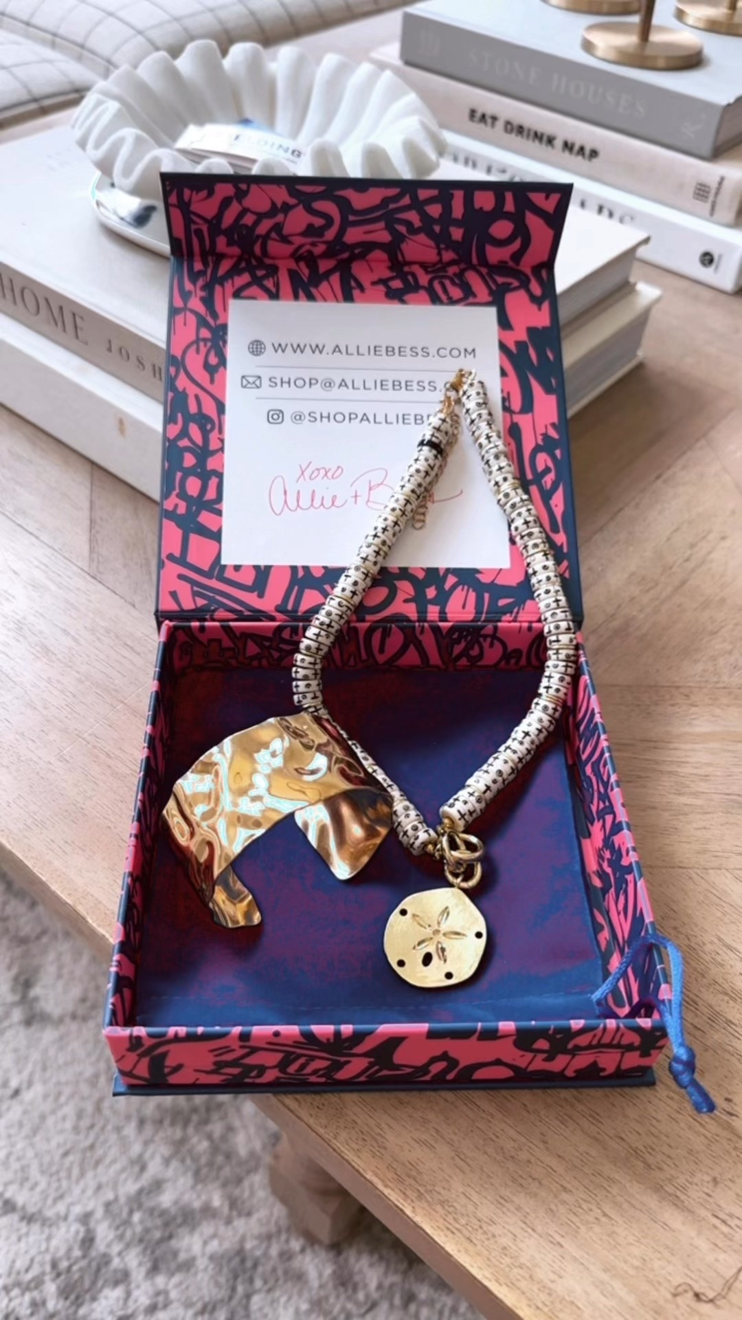 Allie + Bess new summer collection. I am in love with this gold cuff, sand dollar charm & beaded necklace. The charm can be removed to mix & match with other pieces! 

#LTKOver40 #LTKStyleTip #LTKSeasonal
