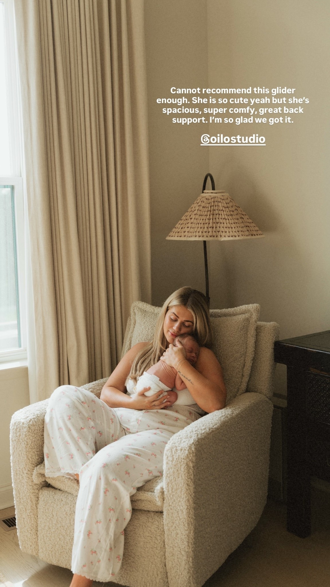 Cannot recommend this glider enough. She is so cute yeah but she’s spacious, super comfy, great back support. I’m so glad we got it.  @oilostudio

#LTKmomlife #LTKBaby #LTKHome