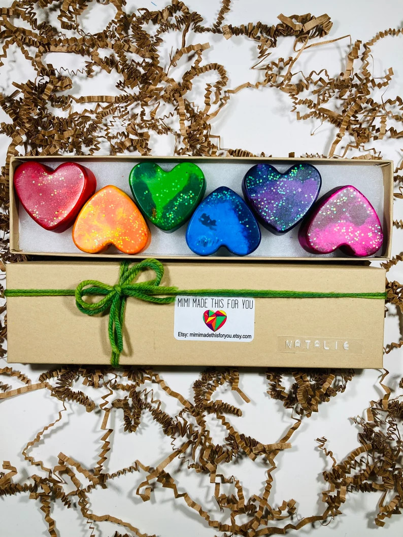 Glitter Heart Crayons - Etsy | Etsy (US)