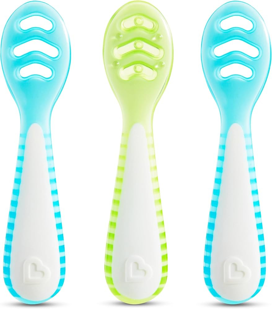 Munchkin® Gentle Dip™ Baby Spoons for Self Feeding and Baby Led Weaning, 3 Pack, Blue/Green | Amazon (US)