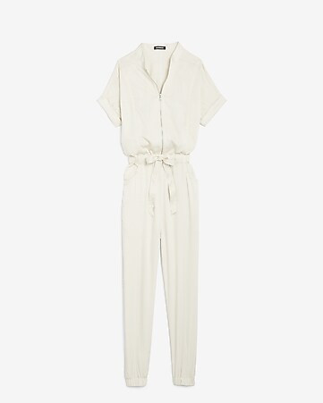 Zip Front Utility Jumpsuit | Express