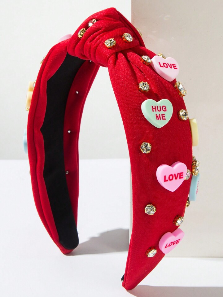 New1pc Korean Style Solid Color Fabric Wide Headband With Bow, Fashionable Studded Rhinestone Hea... | SHEIN
