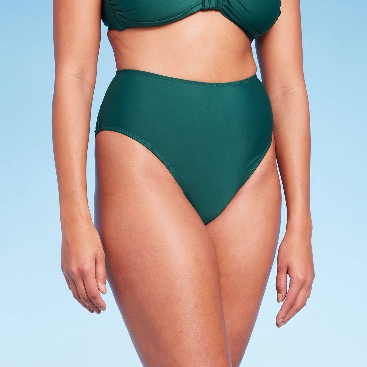 Women's High Waist Medium Coverage Bikini Bottom - Shade & Shore™ Green | Target