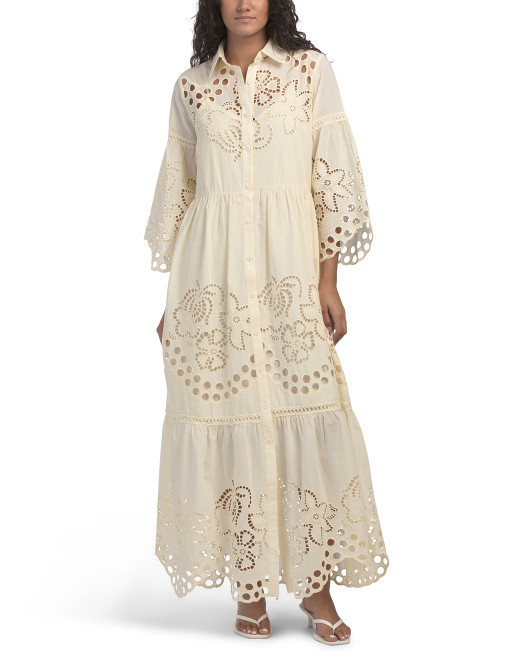 Long Sleeve Laser Cut Maxi Dress | TJ Maxx