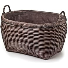 The Basket Lady Oval Wicker Laundry Basket, 25 in L x 19 in W x 14 in H (17 in overall H), Antiqu... | Amazon (US)