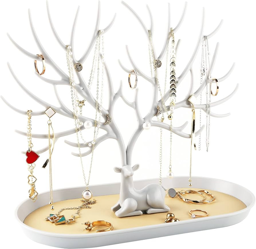 MORE&LESS Antlers Jewelry Display Stand,Tree Tower Rack Hanging Organizer for Ring Earrings Neckl... | Amazon (US)