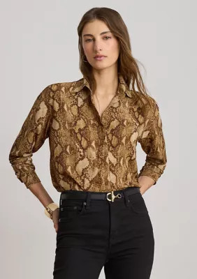 Women's Relaxed Fit Python-Print Georgette Shirt | Belk
