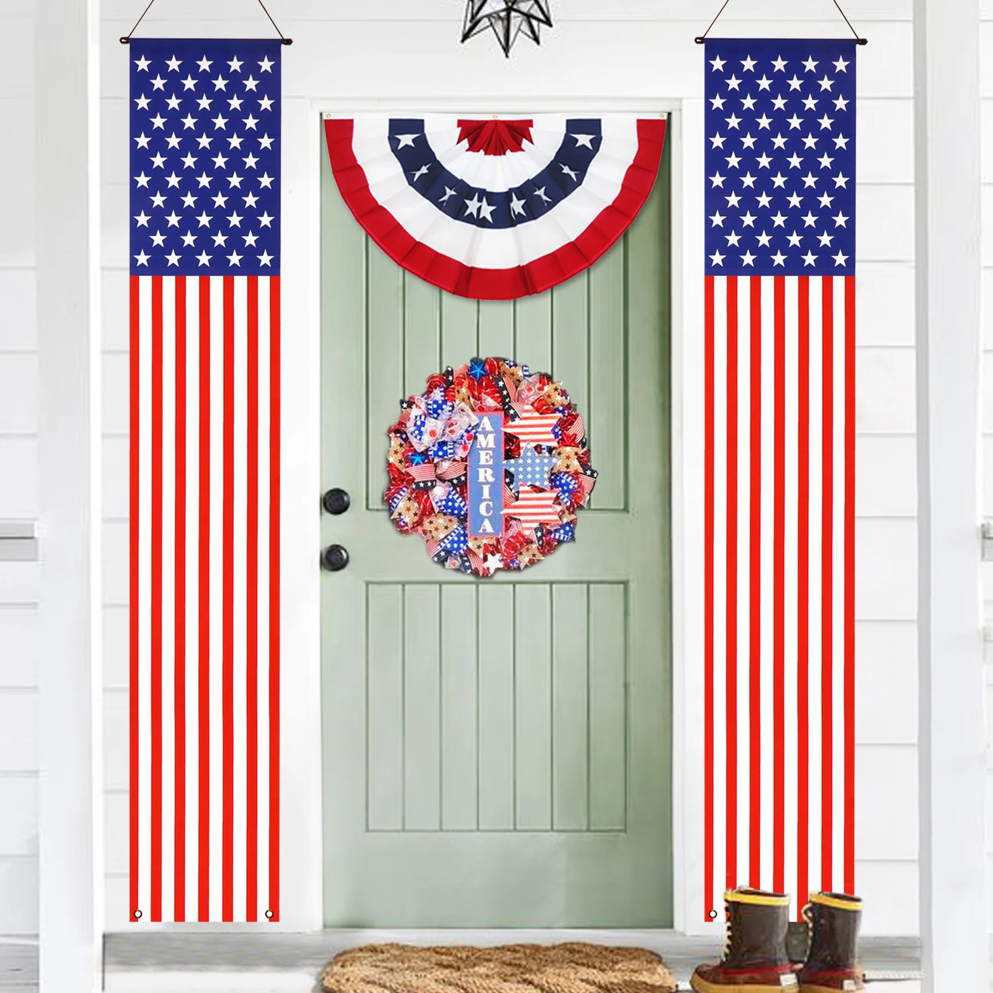 Deyoung American Flag Pull-Down Door Nylon 1 x 6 ft. Banner (Set of 2) | Wayfair North America