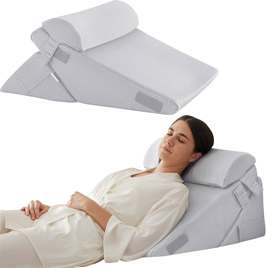 Bedluxe 3Pcs Orthopedic Bed Wedge Pillow Set, Foam Wedge Pillow Post Surgery for Back, Leg and Kn... | Amazon (US)