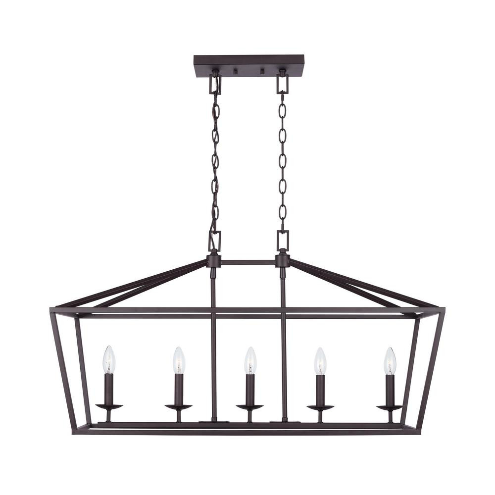 Weyburn 5-Light Bronze Caged Island Chandelier | The Home Depot