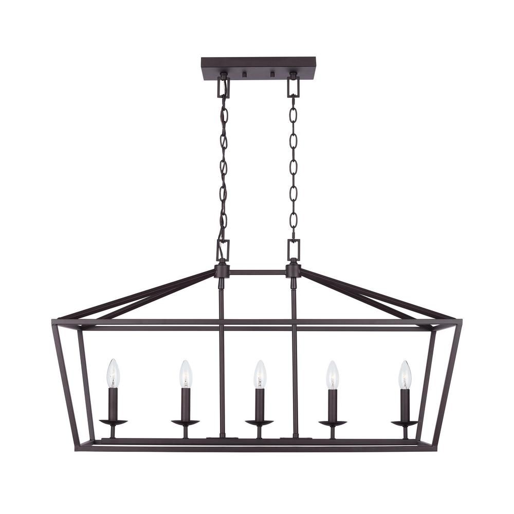 Home Decorators Collection Weyburn 5-Light Bronze Caged Island Chandelier-5-76201 - The Home Depo... | The Home Depot