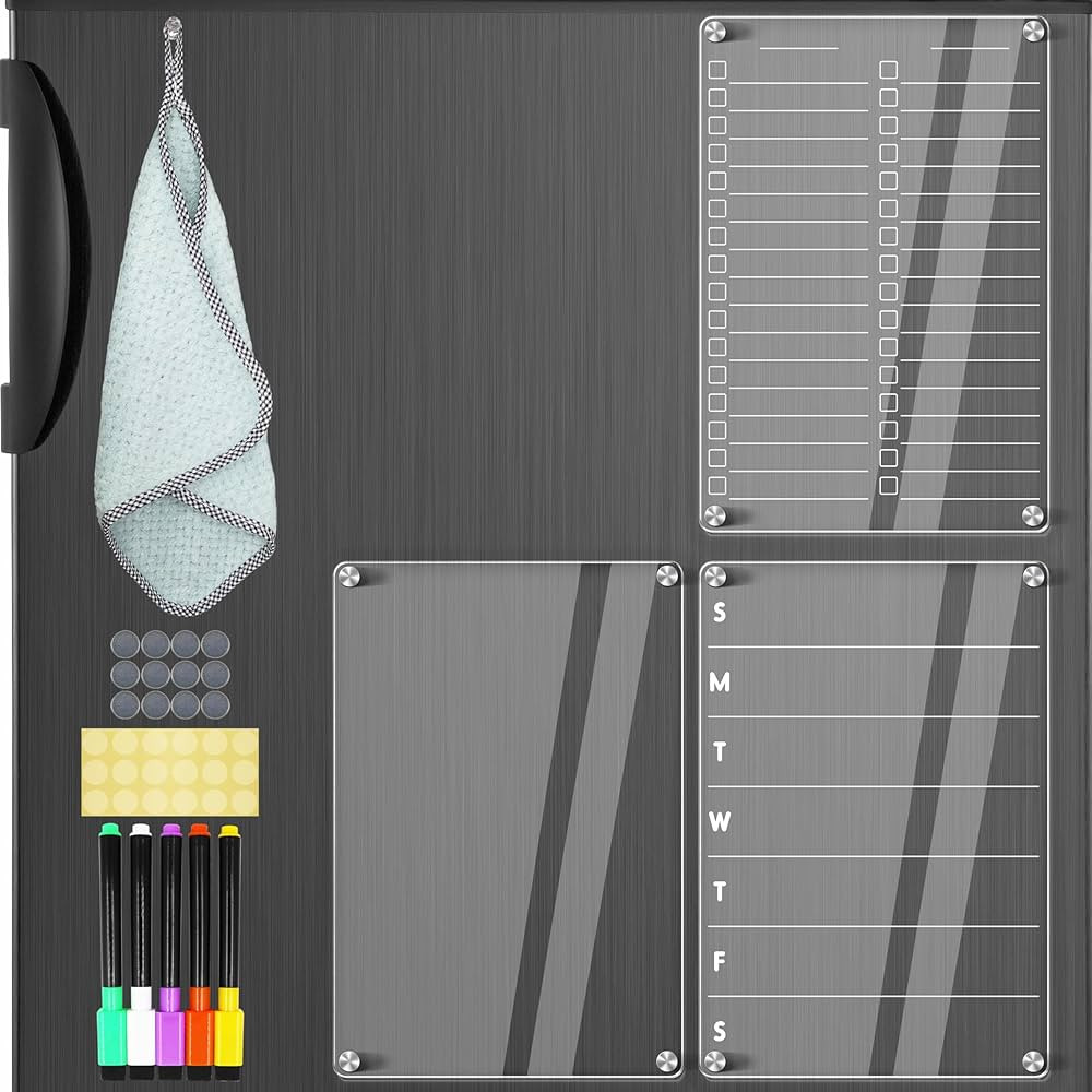 Acrylic Magnetic Dry Erase Board for Fridge 3 Pcs, Clear Fridge Whiteboard to Do List White Board... | Amazon (US)