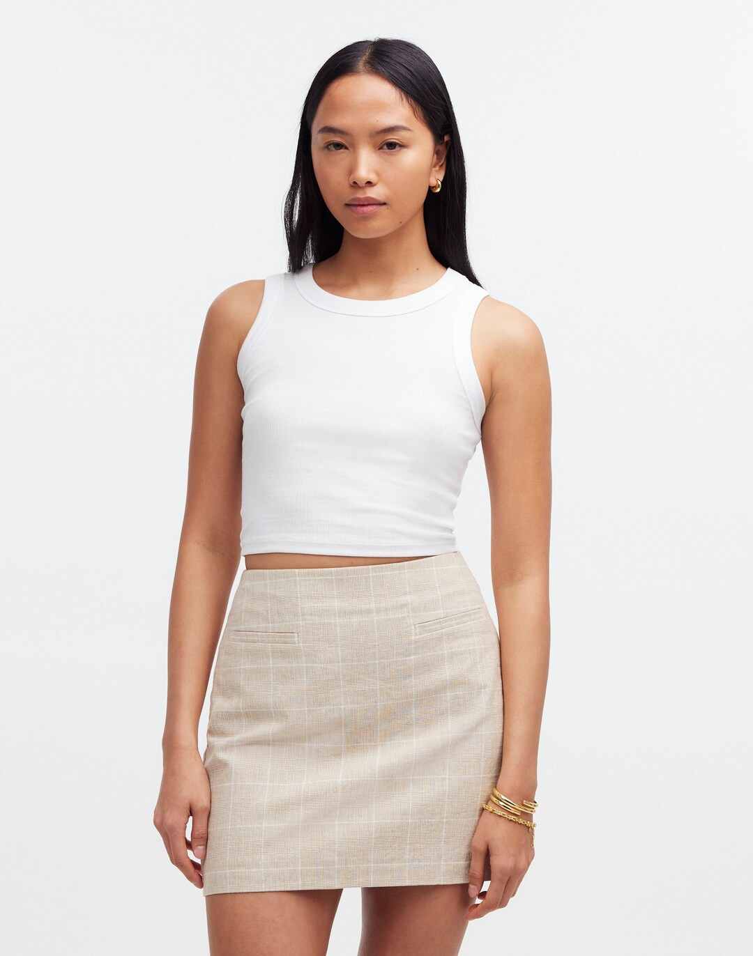 Welt-Pocket Mini Skirt in Windowpane Check | Madewell