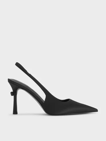 Brantley Bow Slingback Pumps
    
         - Black Textured | Charles & Keith UK