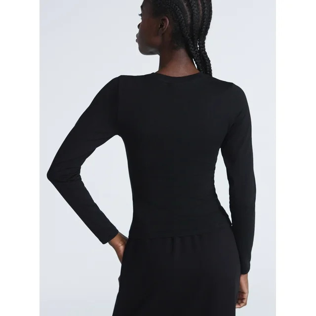 Scoop Women’s Stretch Cotton Tee with Long Sleeves, Sizes XS-XXL | Walmart (US)