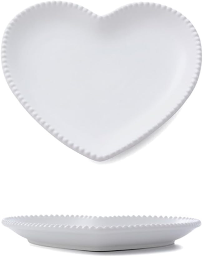 CHOOLD Elegant Ceramic Heart Shaped Dessert Plate for Kitchen Party, 7 Inch - 1 PCS | Amazon (US)