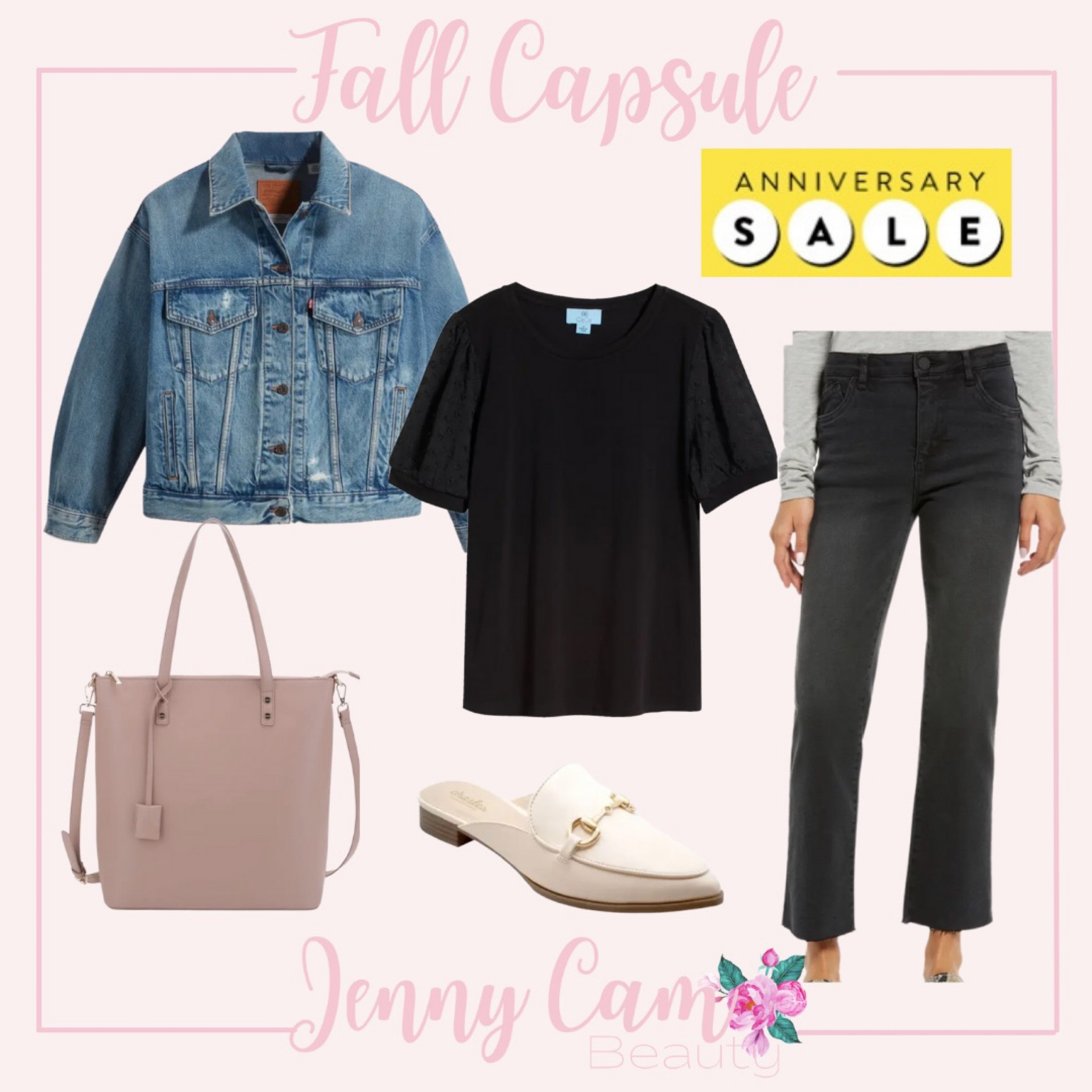 #nordstrom anniversary sale fall capsule wardrobe black top denim jacket black jeans white mules

#LTKxNSale #LTKstyletip #LTKsalealert